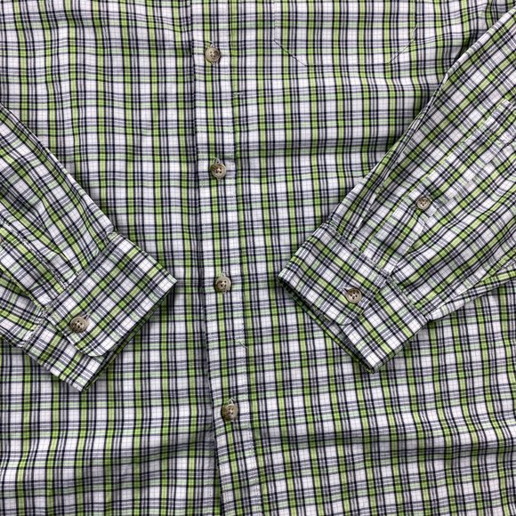 Eddie Bauer Shirt Men Large L Green White Checkered Button Down Casual Outdoors - Picture 2 of 13